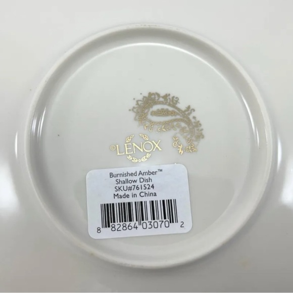 New Vintage LENOX Burnished Amber Shallow Dish Serving Platter Paisley China - Picture 6 of 7